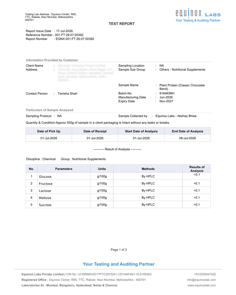 Third-party lab tested Certificate